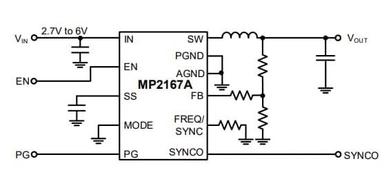 Application Circuit Diagram - Monolithic Power Systems (MPS) MP2167A Buck Converters
